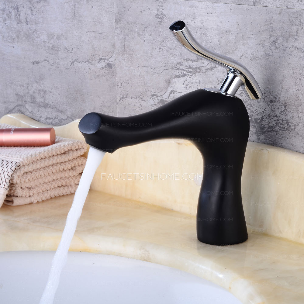 Discount Modern Matte Black Bathroom Sink Faucet Single Handle Hole