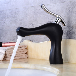 Discount Modern Matte Black Bathroom Sink Faucet Single Handle Hole