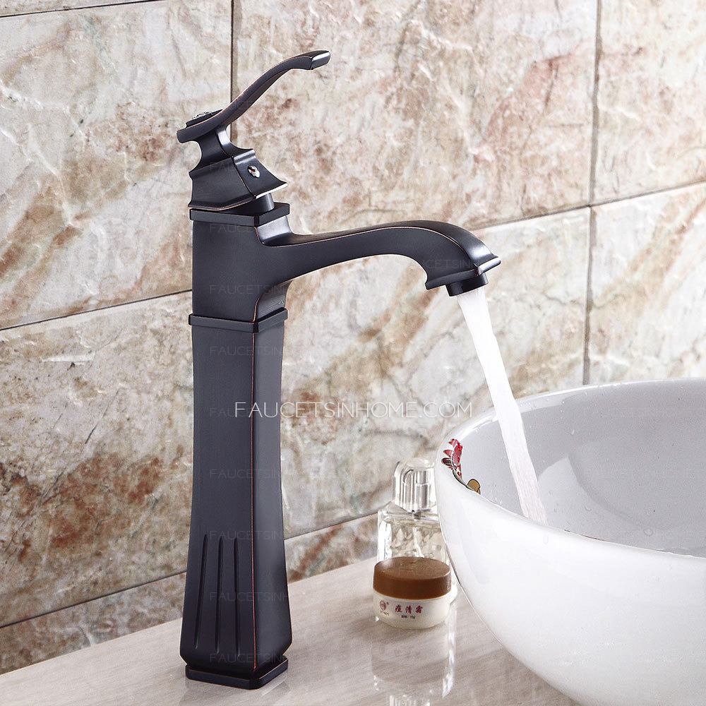 Matte Black Retro Square Bathroom Shower Tap Hot and Cold water Mixed
