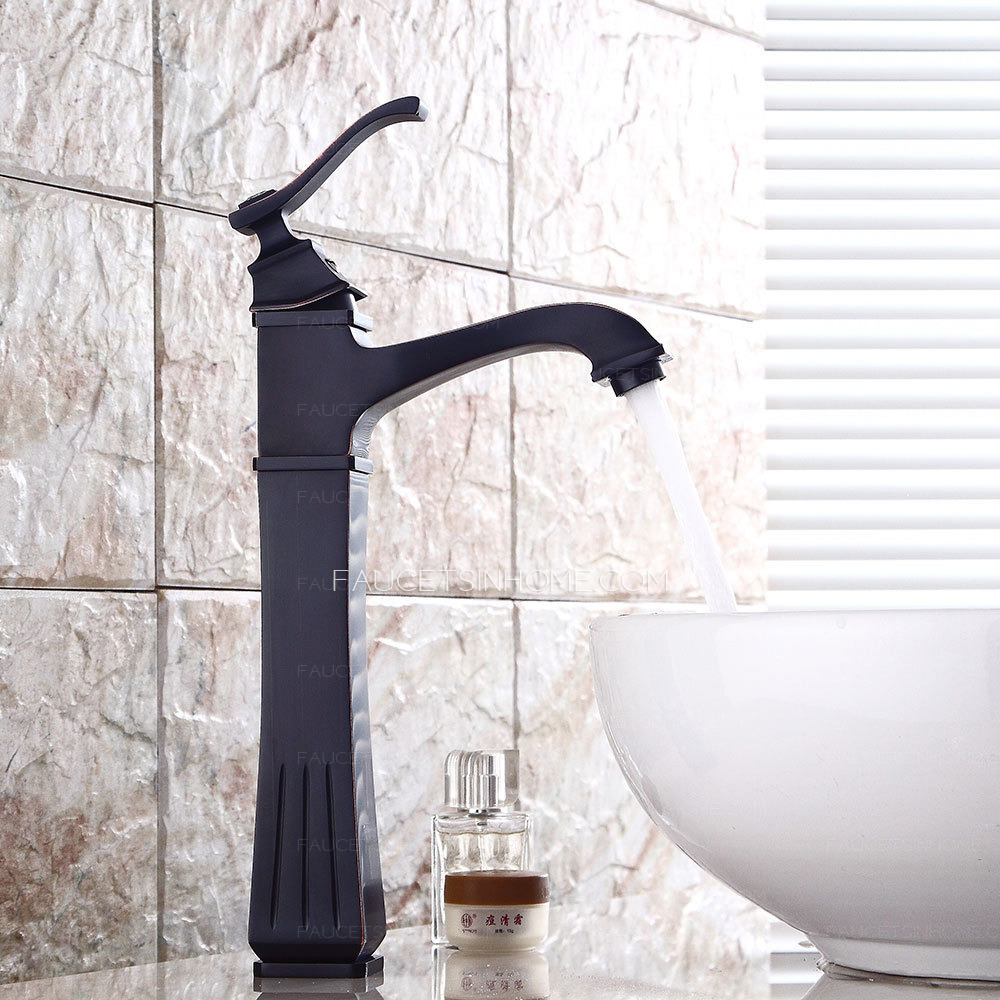 Matte Black Retro Square Bathroom Shower Tap Hot and Cold water Mixed