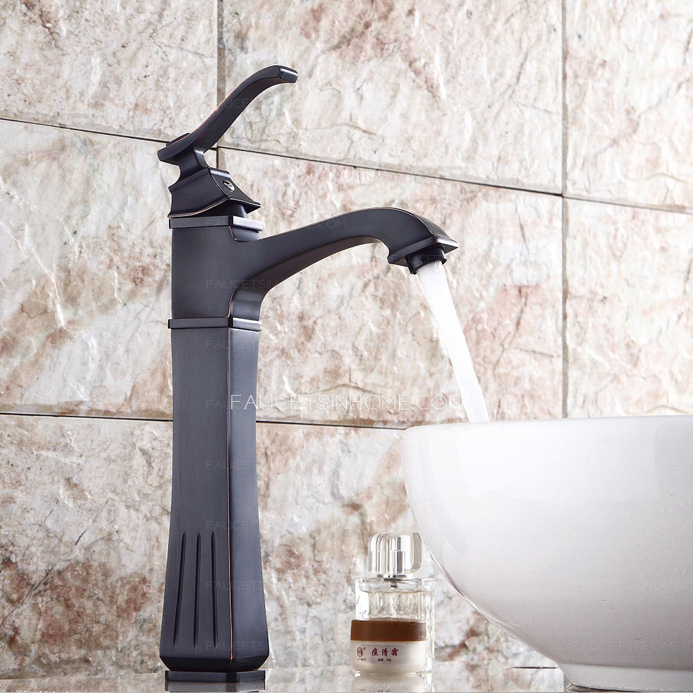 Matte Black Retro Square Bathroom Shower Tap Hot and Cold water Mixed