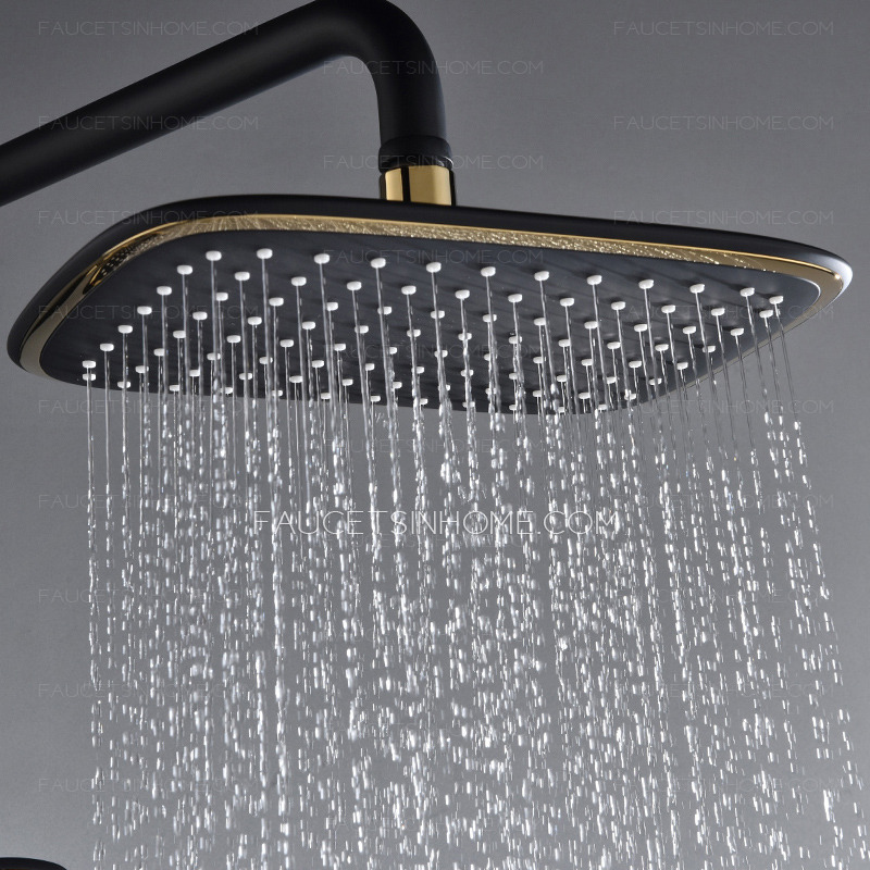 Square Black Oil Rubbed Bronzed Shower Fixture Commercial Handheld Spray Modern