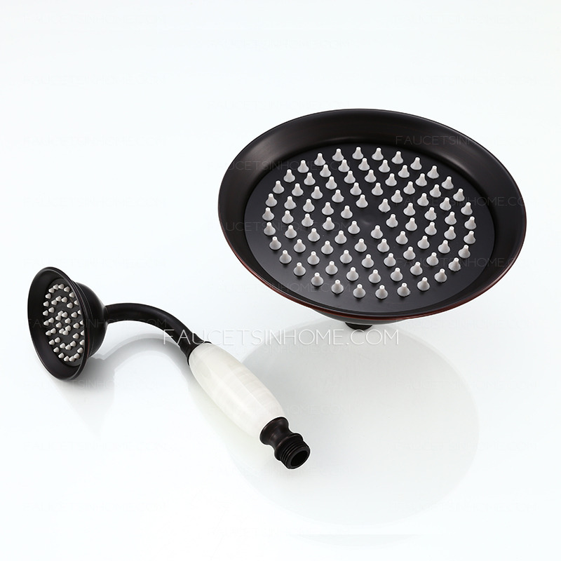 Matte Black Shower Faucet Kit Porcelain Handheld Spray Exposed Brushed Nickel 
