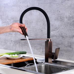 Matte Black Square KitchenTap Retro Rotatable Nozzle Cold Water Mixer