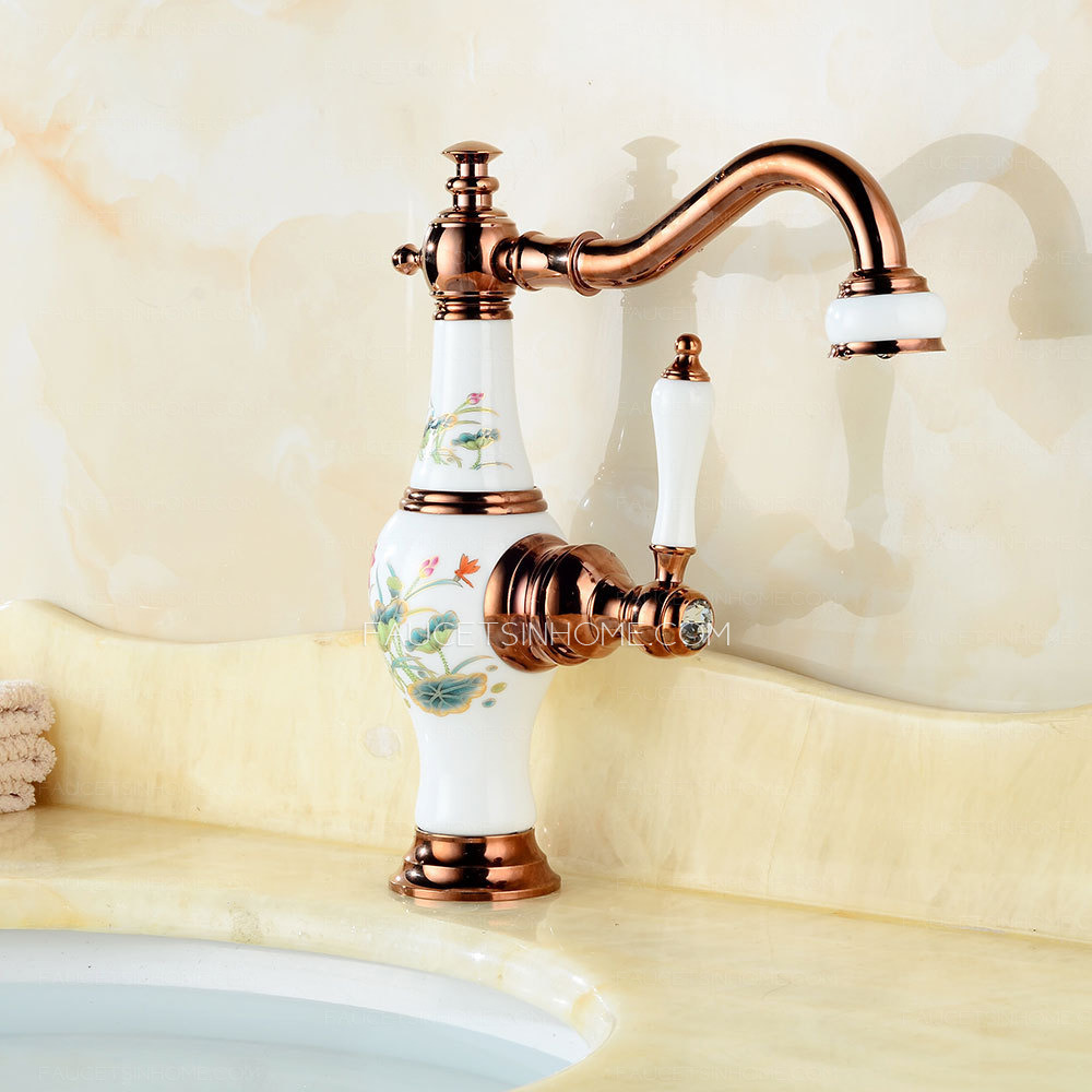 Luxury Single Hole Bathroom Faucet European Chic Polished Brass 