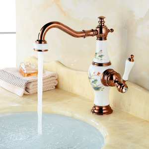 Luxury Single Hole Bathroom Faucet European Chic Polished Brass 