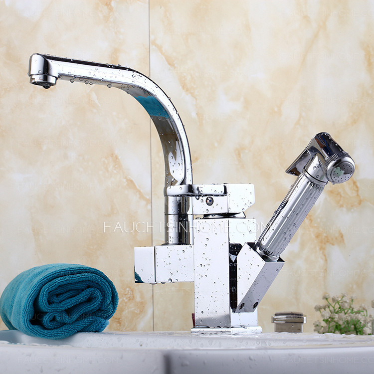 High End Pull Out Single Handle High Kitchen Sink faucet Tap With Sprayer