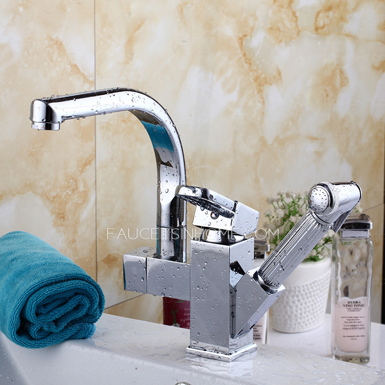 High End Pull Out Single Handle High Kitchen Sink faucet Tap With Sprayer