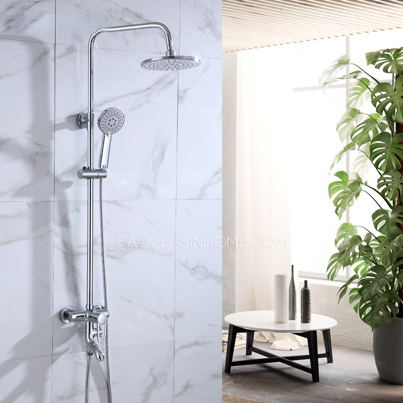 Sliver Waterfall Wall Mounted Bathroom Shower Faucet System Brass