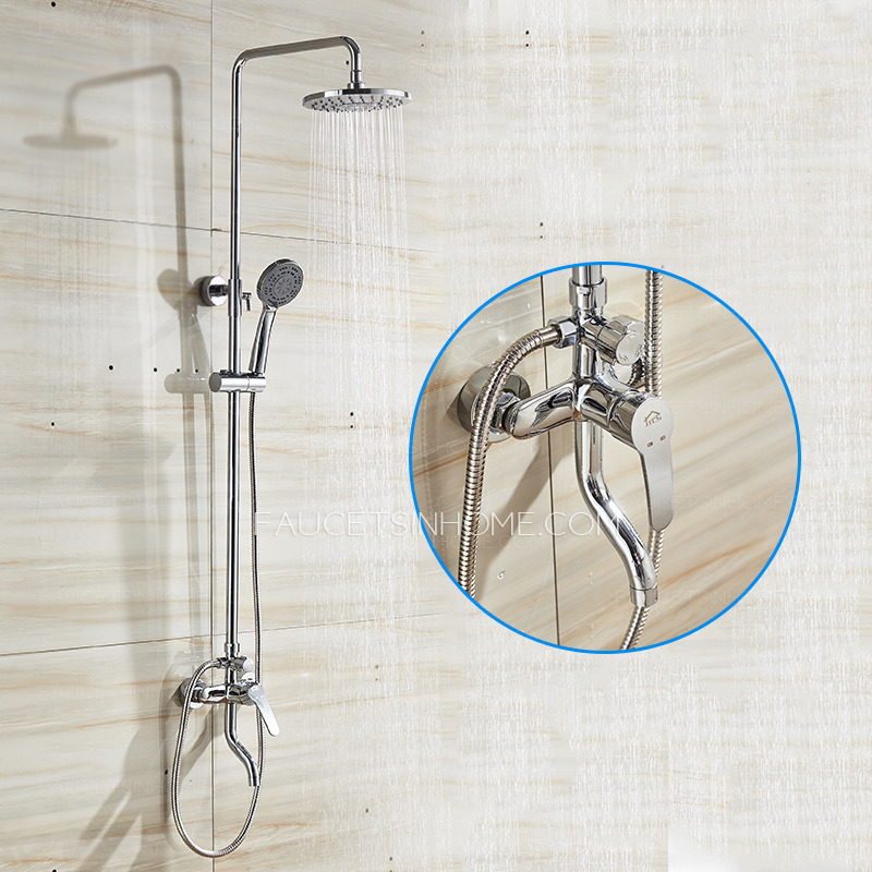 Sliver Brass Waterfall Three Hole Bathroom Shower Faucet System 