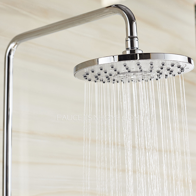 Sliver Brass Waterfall Three Hole Bathroom Shower Faucet System 
