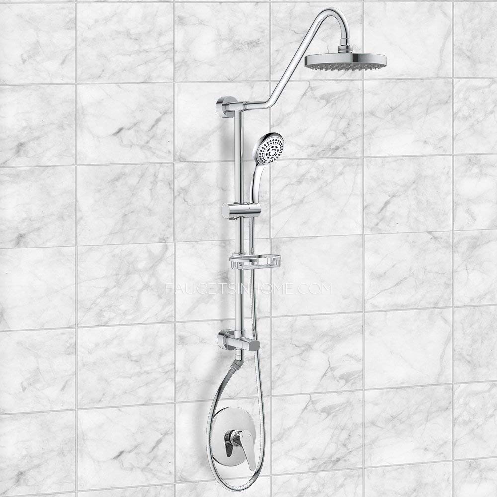 Contemporary Polished Chrome Handheld Bathroom Shower Faucet System 