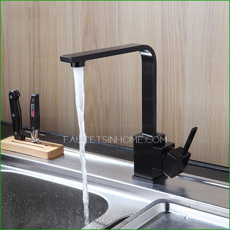 Contemporary Black Panting Kitchen Sink Faucet Deck Mounted