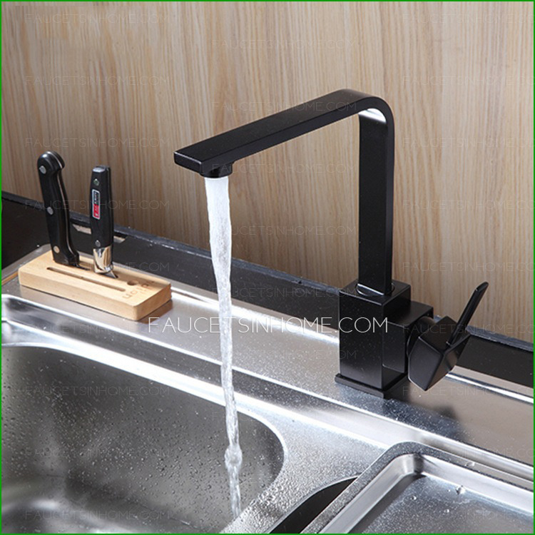 Contemporary Black Panting Kitchen Sink Faucet Deck Mounted