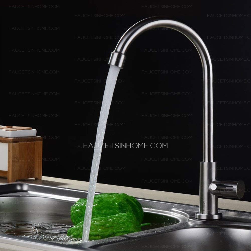 Utility Brushed Nickel Gooseneck Stainless Steel Kitchen Sink Faucet Cold