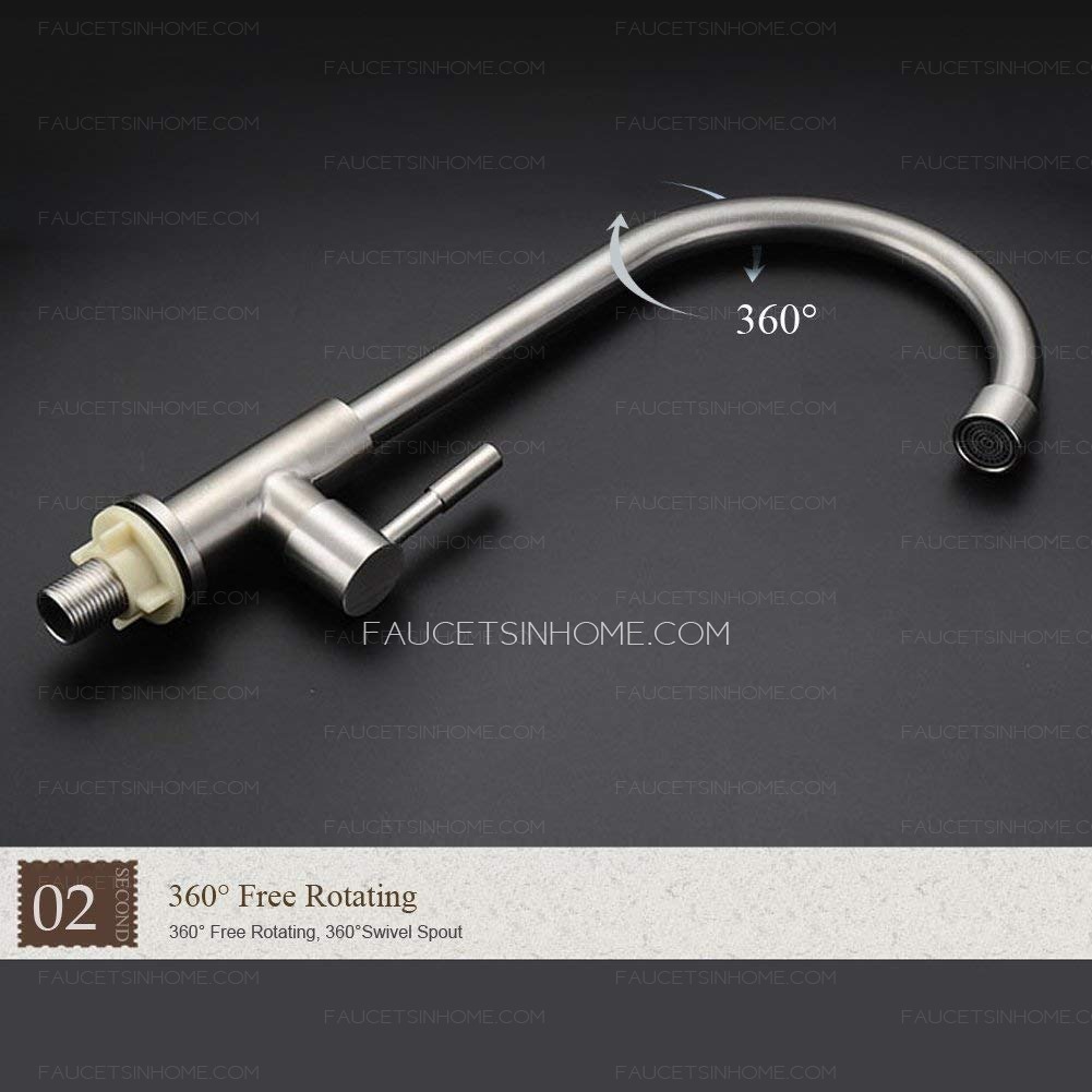Utility Brushed Nickel Gooseneck Stainless Steel Kitchen Sink Faucet Cold