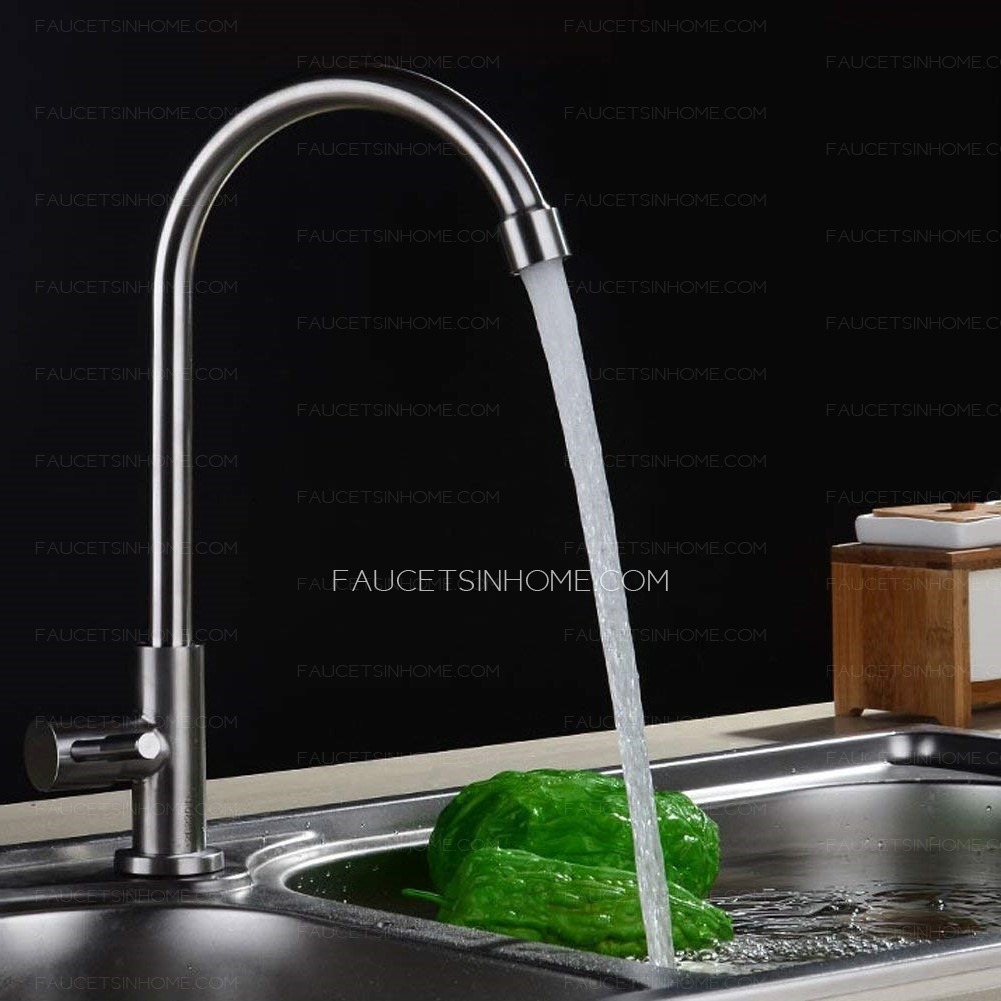 Utility Brushed Nickel Gooseneck Stainless Steel Kitchen Sink Faucet Cold