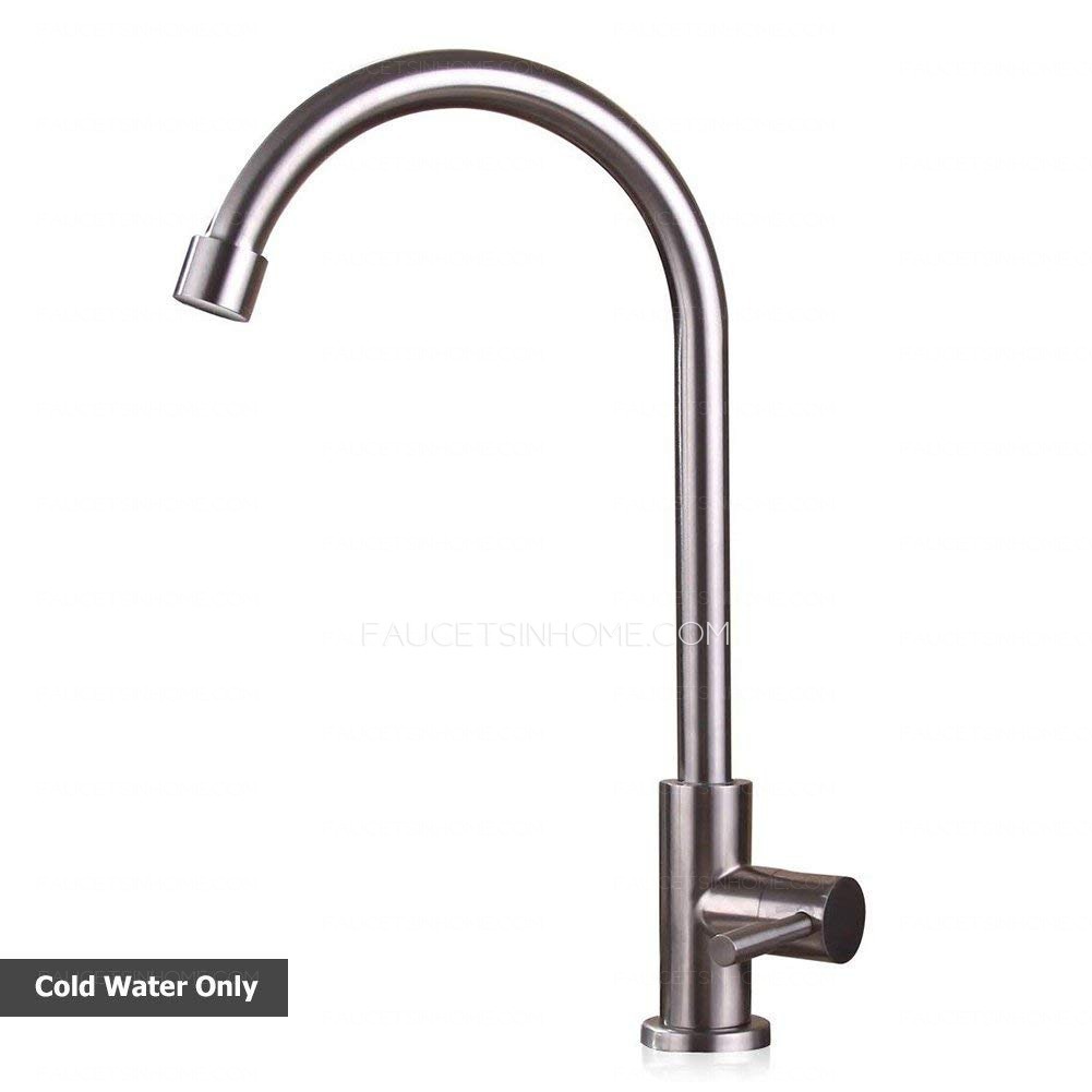 Utility Brushed Nickel Gooseneck Stainless Steel Kitchen Sink Faucet Cold