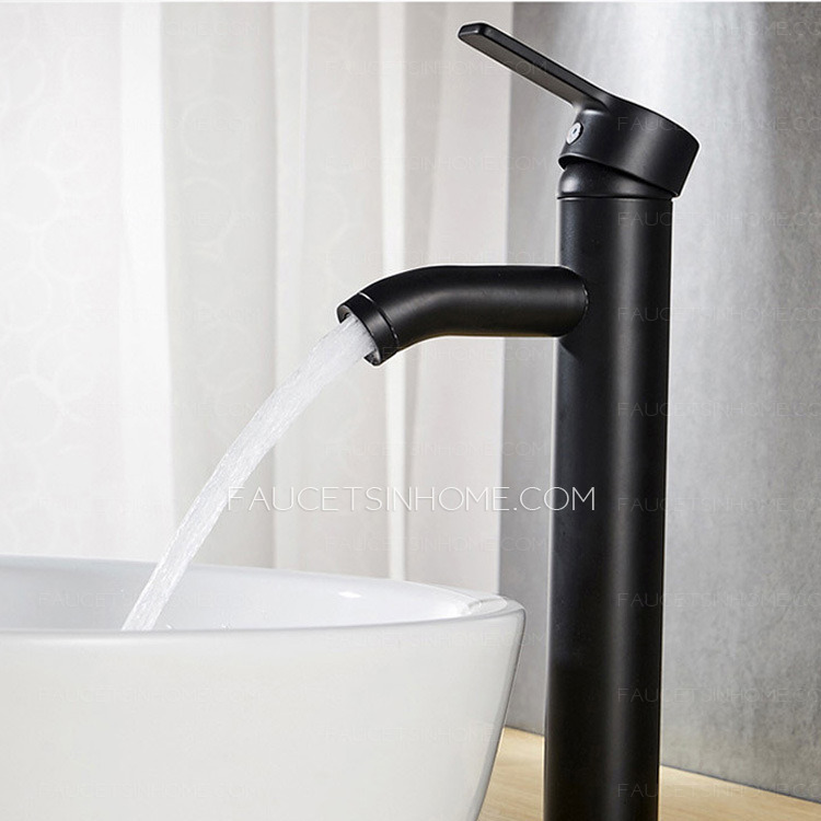 Matte Black Stainless Steel Round Shower Sink Faucet Cold Water Mixer 