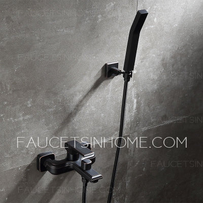 Matte Black Wall Mounted Rustic Bathroom Showe Faucet System Single Handle 