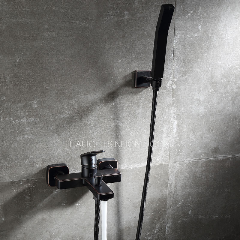 Matte Black Wall Mounted Rustic Bathroom Showe Faucet System Single Handle 