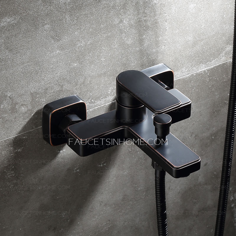 Matte Black Wall Mounted Rustic Bathroom Showe Faucet System Single Handle 