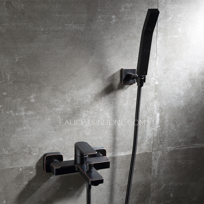 Matte Black Wall Mounted Rustic Bathroom Showe Faucet System Single Handle 