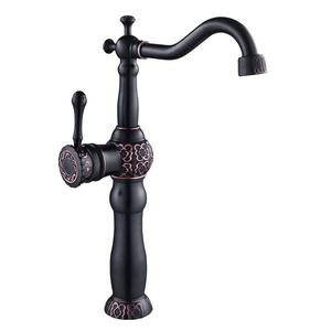 Vinsally Matte Black Brass Cold Water Mixer Bathroom Shower Sink Tap Single Handle