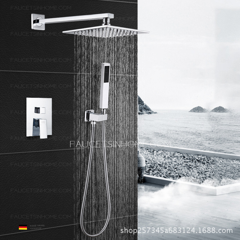 Sliver Brass Waterfall Bathroom Shower System Wall Mounted Modern 