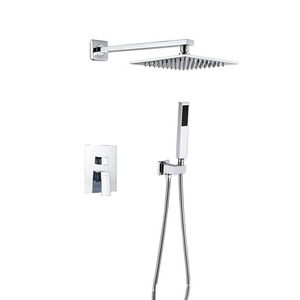Sliver Brass Waterfall Bathroom Shower System Wall Mounted Modern 