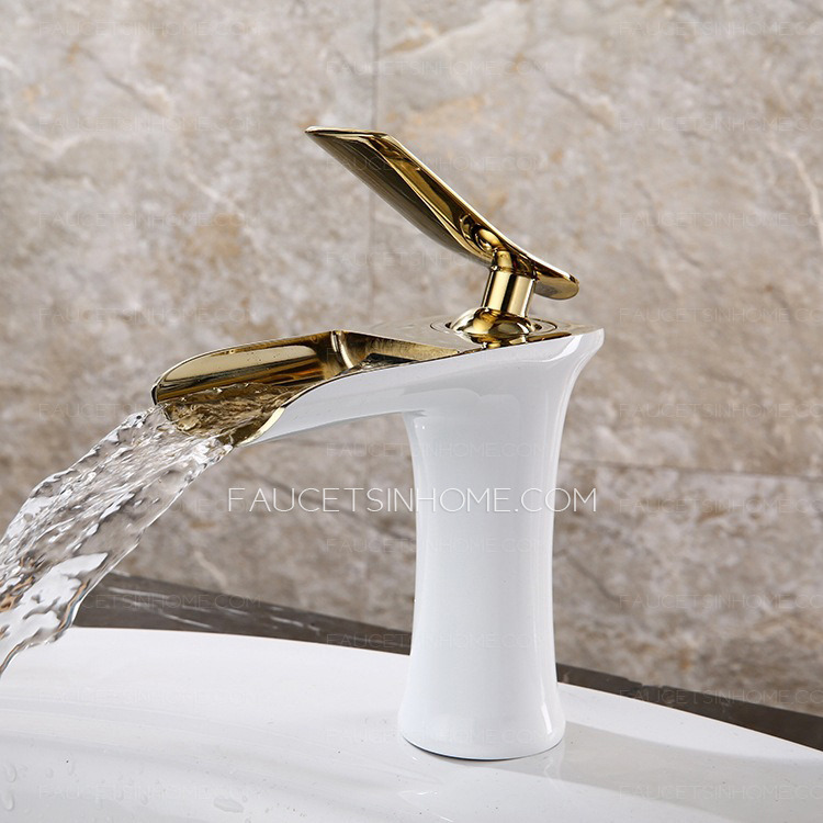 White Waterfall Desk Mounted Brass Shower Tap Single Handle Commerical 