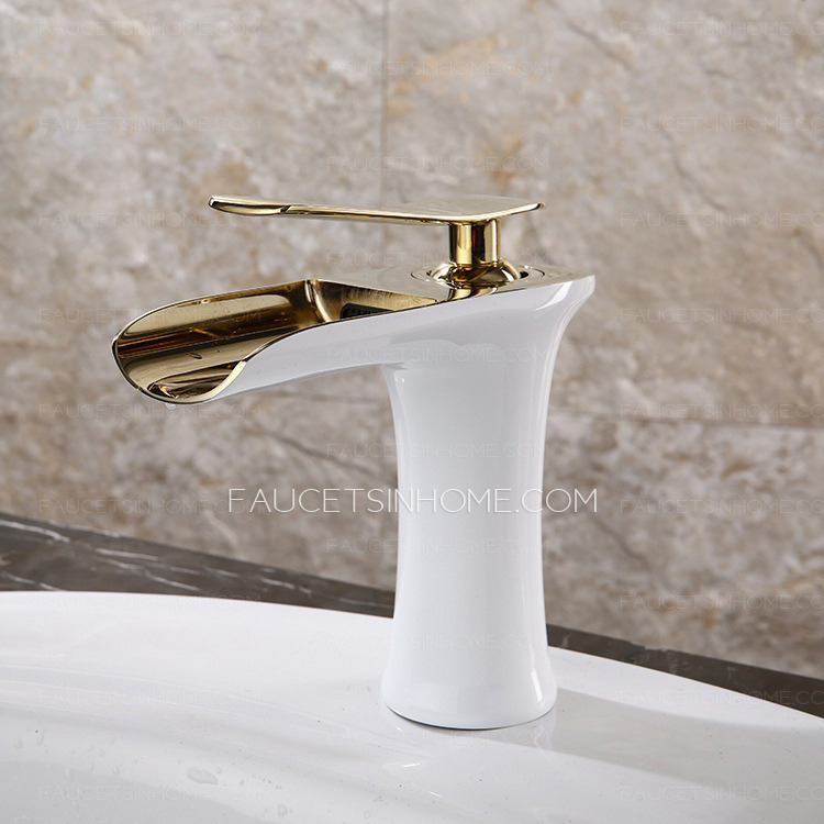 White Waterfall Desk Mounted Brass Shower Tap Single Handle Commerical 