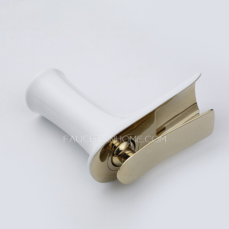 White Waterfall Desk Mounted Brass Shower Tap Single Handle Commerical 