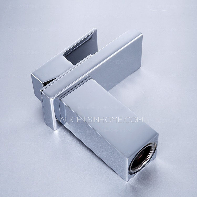 Modern Solid Brass Polished Chrome Single Handle Square Waterfall Faucet