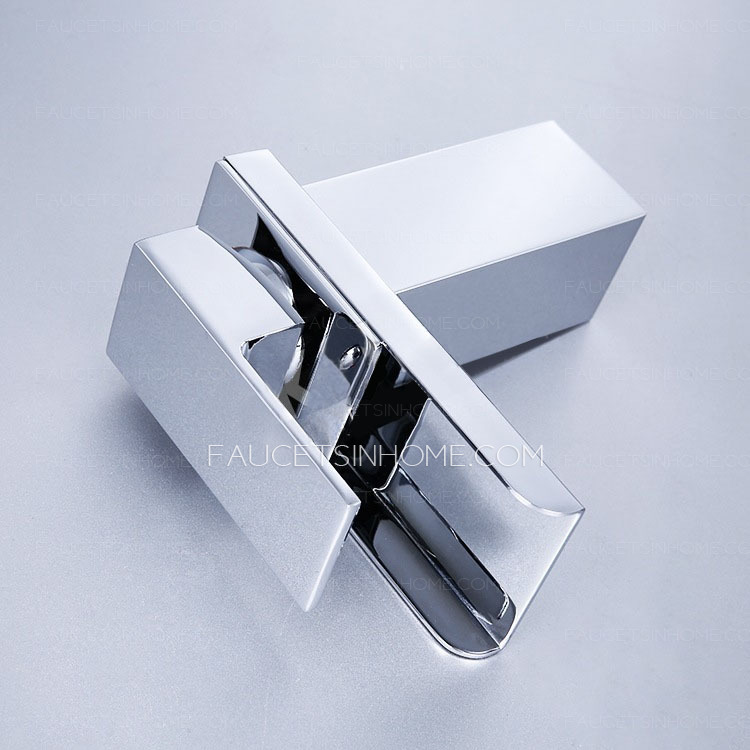 Modern Solid Brass Polished Chrome Single Handle Square Waterfall Faucet