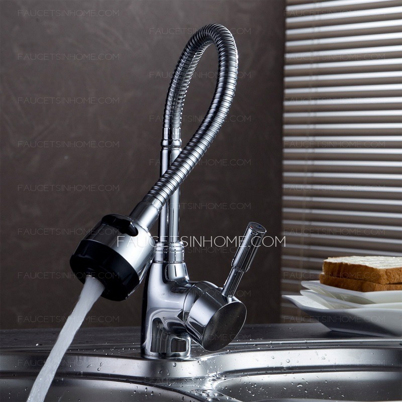 Stainless Steel Universal Brass Single Handle Kitchen Shower Tap Sliver 