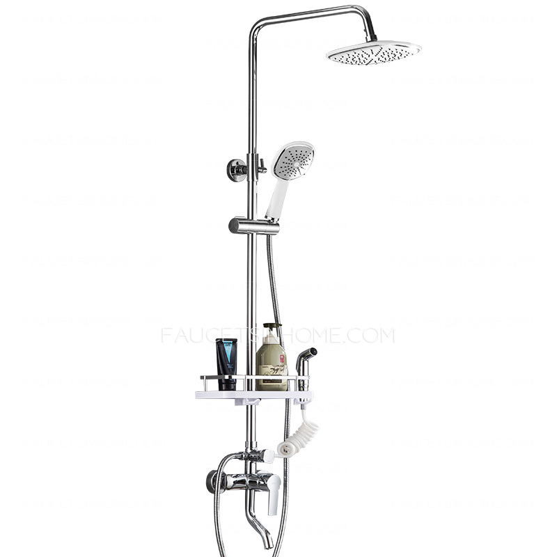 Keweai Brass Waterfall Sliver Wall Mounted Square Bathroom Shower System