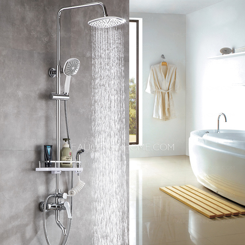 Keweai Brass Waterfall Sliver Wall Mounted Square Bathroom Shower System