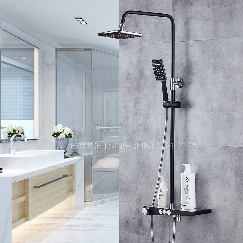 Matte Brass Black Rainfall Wall Mounted Bathroom Shower System Rustic 