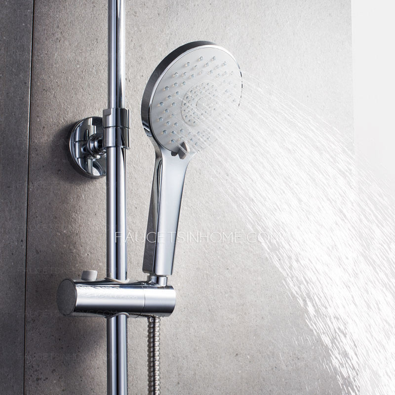 Sliver Waterfall Wall Mounted Stainless Steel Bathroom Shower Faucet System 