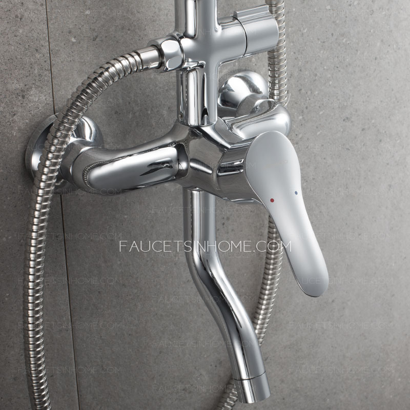 Sliver Waterfall Wall Mounted Stainless Steel Bathroom Shower Faucet System 