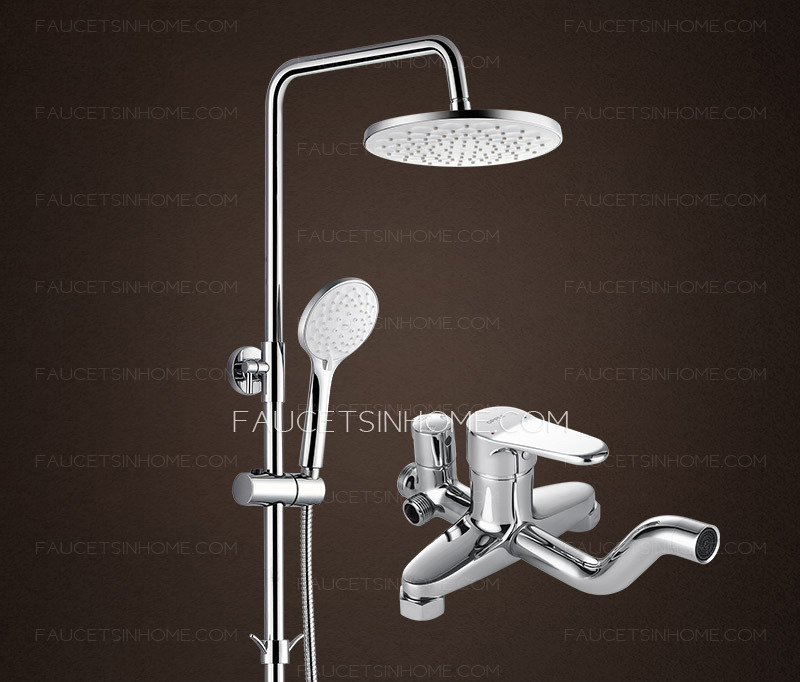 Sliver Waterfall Brass Cold Water Mixed Single Handle Bathroom Shower System