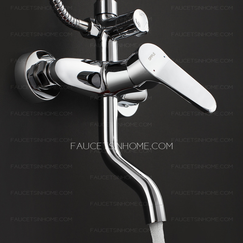 Sliver Waterfall Brass Cold Water Mixed Single Handle Bathroom Shower System