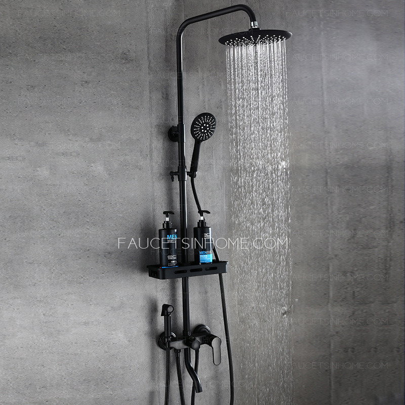 Matte Black Brass Waterfall Stainless Steel Bathroom Shower System