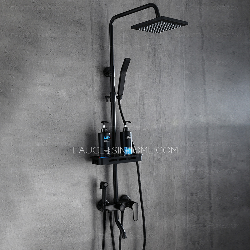 Matte Black Brass Waterfall Stainless Steel Bathroom Shower System