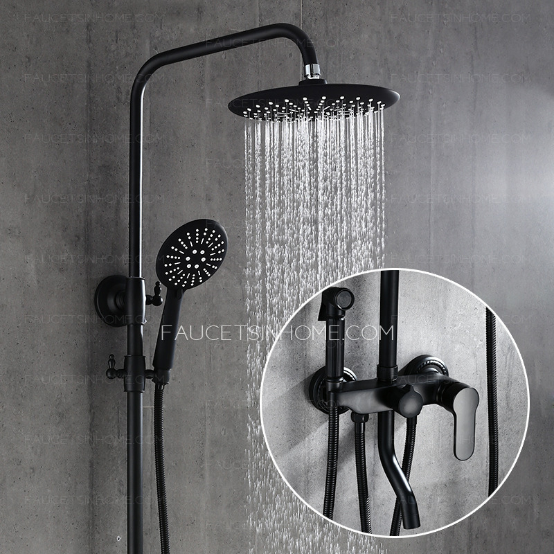 Matte Black Brass Waterfall Stainless Steel Bathroom Shower System