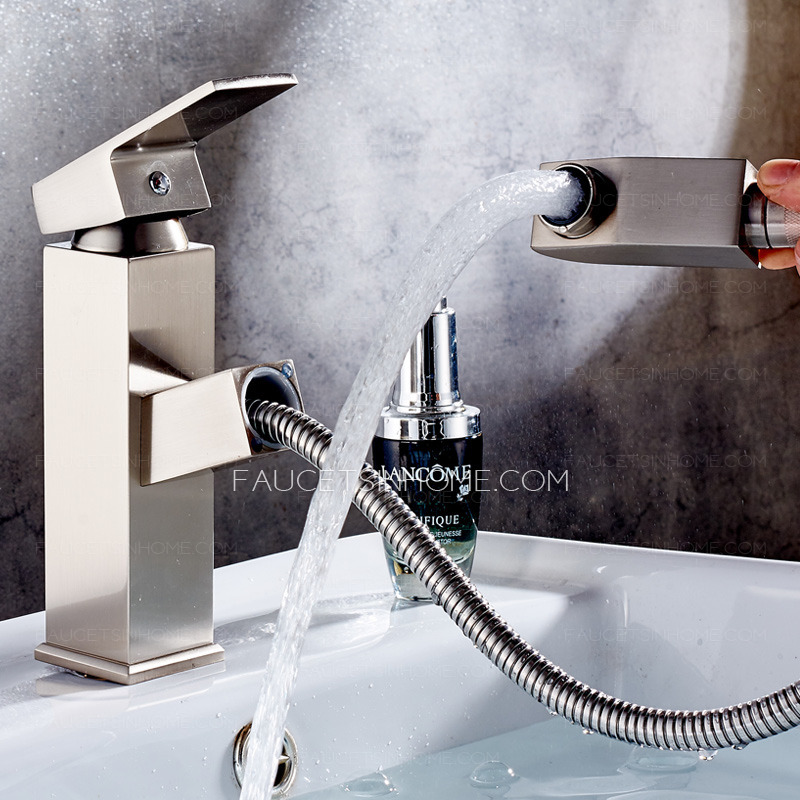 Pullout Mixer Copper Bathroom Faucets Telescopic Sprayer Taps