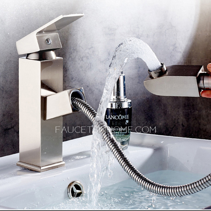 Pullout Mixer Copper Bathroom Faucets Telescopic Sprayer Taps