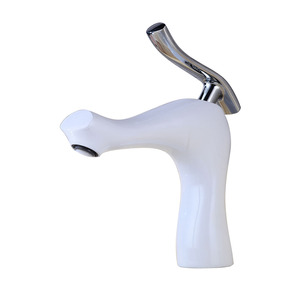 White Painted Brass Bathroom Sink Faucets Undermount Mixer 1 Hole Taps