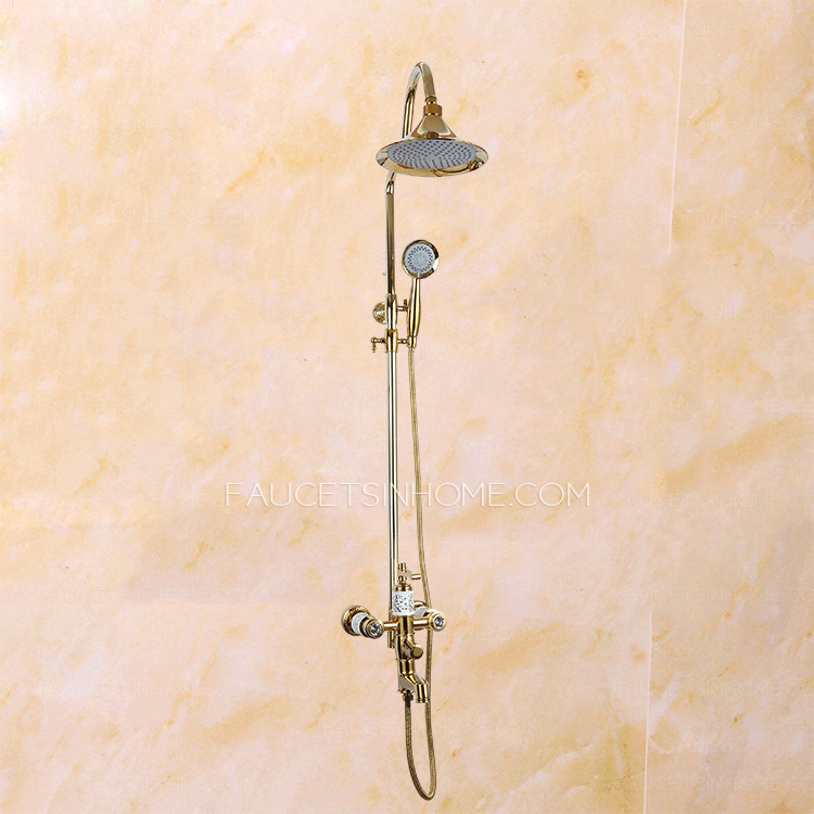 Vintage Brushed Nickel Brass Bathroom Shower Faucets Handheld Sprayer
